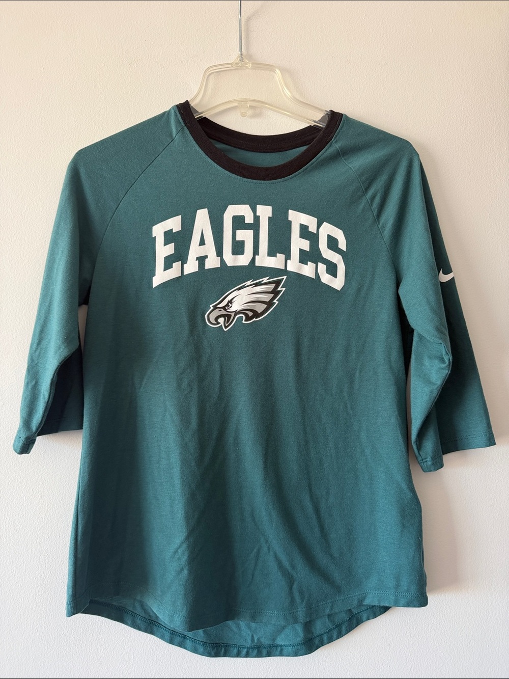 Nike NFL Philadelphia Eagles Raglan T-Shirt 3/4 Sleeve Green Top Small